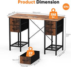 Sweetcrispy Computer Desk with Drawers, 47 Inch Home Office Bedroom Table with - Image 3