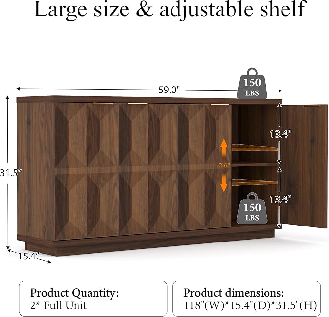 Brafab Buffet Cabinet, Wood Sideboard Cabinet - Image 2