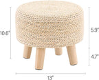 Cpintltr Ottoman Natural Seagrass Footrest Poufs Hand Weave Round Foot Stool - Image 3