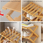 Foldable Shoe Rack, Bamboo Vertical Shoe Organizer Tall - Image 4