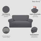 Easy-Going Stretch Loveseat Couch Covers Washable Grey | 1-Piece Loveseat Covers - Image 3