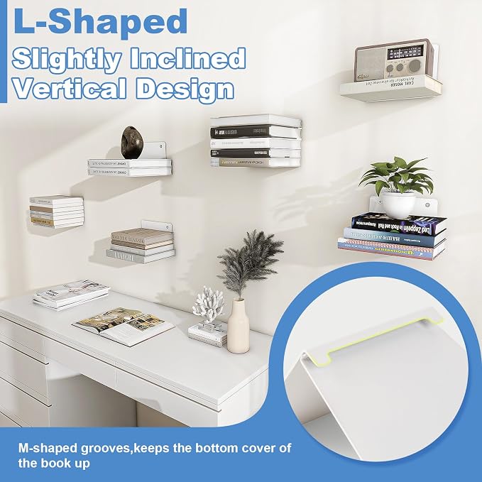 FENTEC Floating Book Shelves for Wall, Wall Mounted Invisible Floating Bookshelf - Image 5