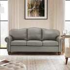 81" Genuine Leather Sofa, Classic 3-Seater Couchs by Thesupportyouneed