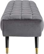 Modway Adept Mid-Century Modern Velvet Upholstered Tufted Accent Bench in Gray - Image 5
