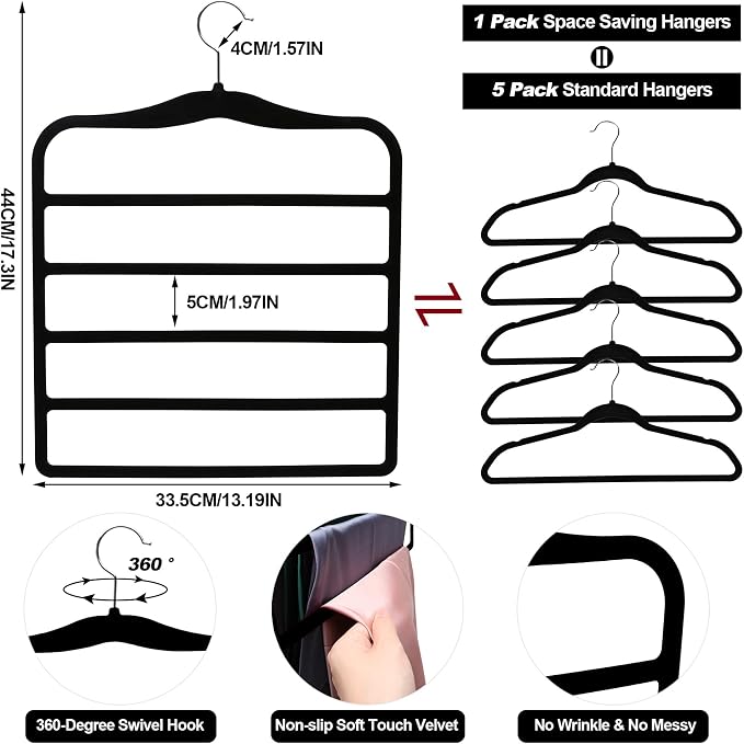 Closet Organizers and Storage, 5 Pack Velvet Pants-Hangers-Space-Saving - Image 5