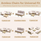 9-Piece Patio Furniture Set, Outdoor Wicker Sectional Sofa - Image 7
