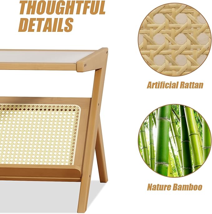 Bamworld Rattan Coffee Table Mid-Century Modern Coffee Table BambooTable - Image 5