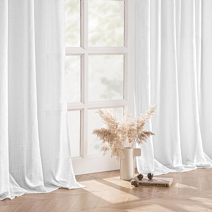 MIULEE White Linen Curtains Short 63 Inch Long 2 Panels - Image 5