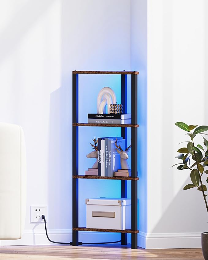 TUTOTAK Corner Shelf, 4-Tier Corner Bookshelf - Image 7