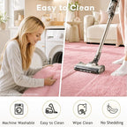 Ophanie Round Rugs 6Ft Pink Circle Area Rug, Fuzzy Bedroom Carpet, Large Shag - Image 6