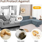 2 Pieces Sectional Couch Covers L Shaped Cover XL Dusty Blue | Thick Washable - Image 4
