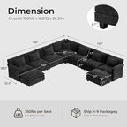 ELUCHANG 150" Oversized V-Shaped Cloud Couch Modular Sectional Sofa - Image 2