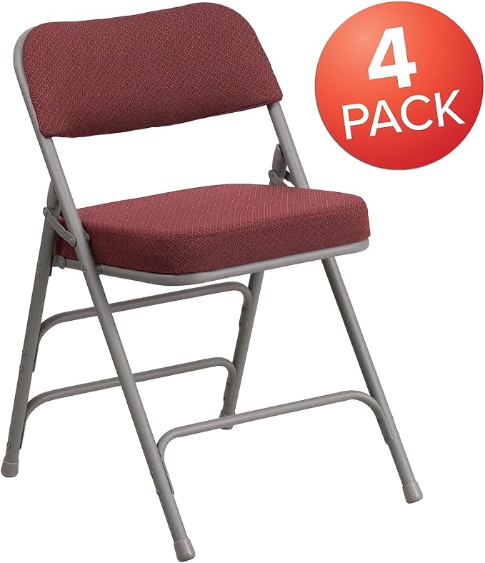 Flash Furniture 4 Pack HERCULES Series Premium Curved Triple Braced & Double - Image 4