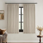 MIULEE Sand Pinch Pleated 100% Blackout Linen Curtains 40x63 Inches | Room by MIULEE