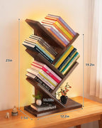 Godferyxin Bookshelf with Liting, Small Bookcase LED and Desktop Book Shelf - Image 2