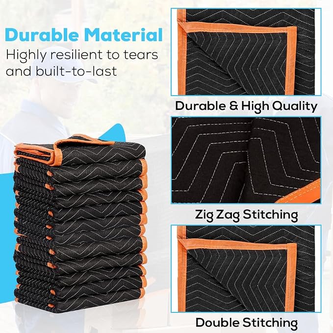 Simpli-Magic 79522 Heavy Duty Padded Moving Blankets, 72” x 80”, 6 Pack - Image 3
