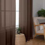 Sheer Curtains, Chocolate Sheer Curtains 78 inch Length 2 Panels Set, Rod - Image 3