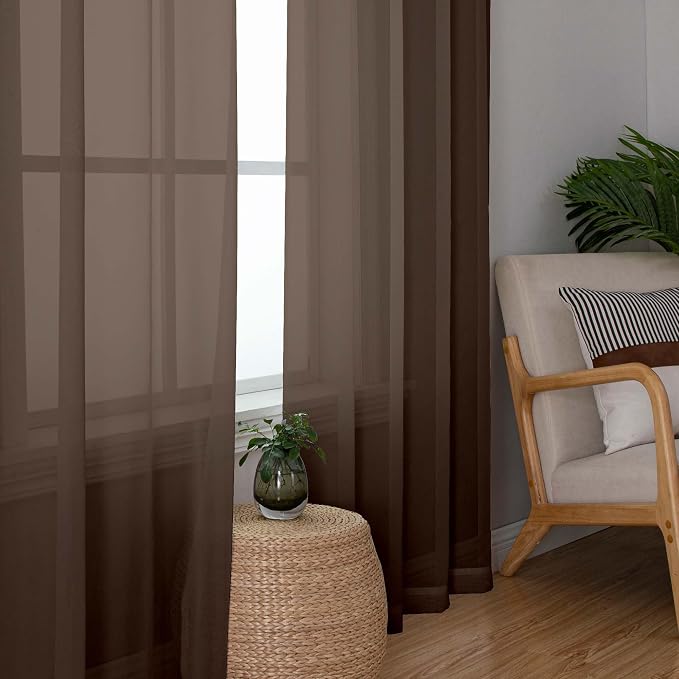 Sheer Curtains 72 Inches Long 2 Panels Set, Light Filtering Sheer Curtain Rod - Image 5