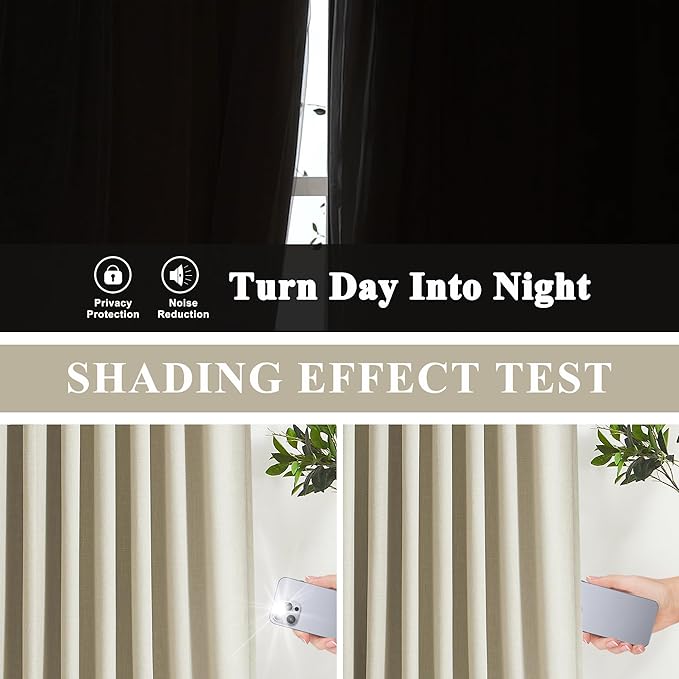 Vision Home Sand Pinch Pleated Full Blackout Curtains Linen Blended Room - Image 7