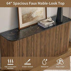 LKTART 64" Buffet Cabinet with Storage, Modern Fluted Accent Sideboard with - Image 4