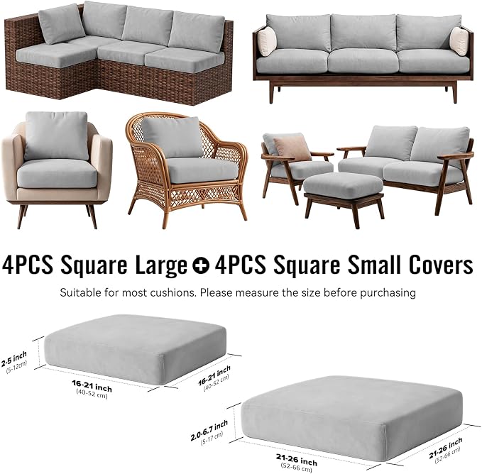 8Pcs Outdoor Cushion Covers, Stretch Patio Furniture Couch Chair Slipcovers | - Image 2