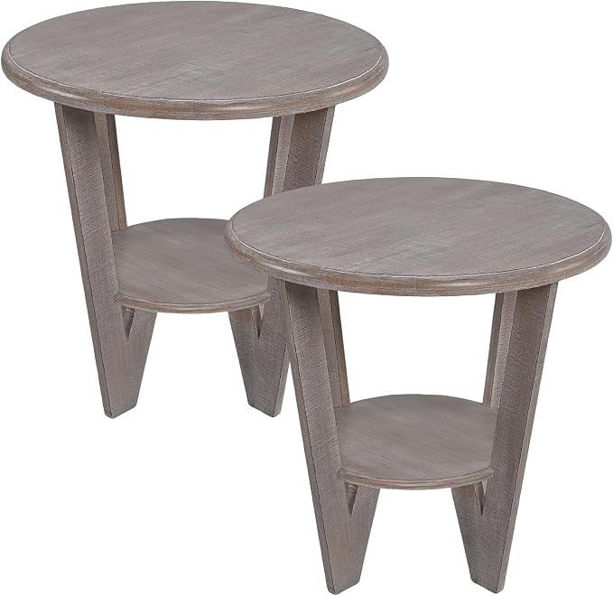 Set of 2 Rustic Farmhouse end Table by COZAYH