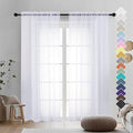 2 Panels Sheer White Curtains 72 Inches Length Window Treatment by OVZME