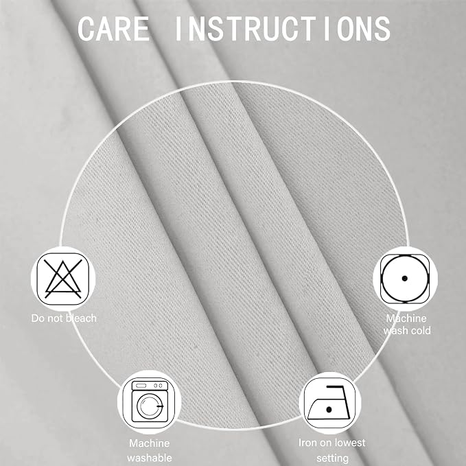 Blackout Curtains 66 x 72 Inch Long Light Grey Curtains Set of 2 Panels Room - Image 4