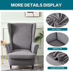 KRFOONN Stretch Wing Chair Slipcovers Jacquard 2 Piece Wingback Chair Covers - Image 3
