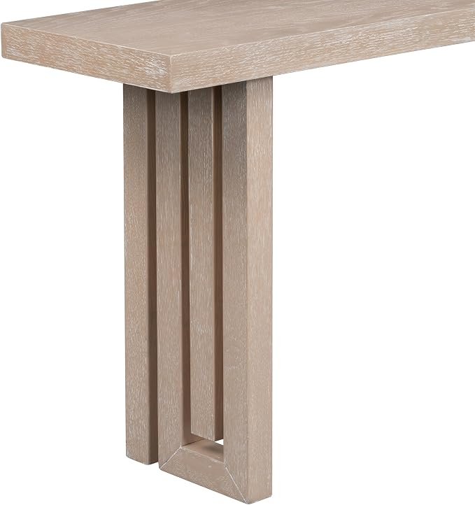 59" Console Table Sofa Table for Entryway, Oak Veneer Console Table Mid-Century - Image 4