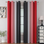 Red and Black Ombre Blackout Bedroom Curtains 90 Inch Long | Room Darkening - Image 2