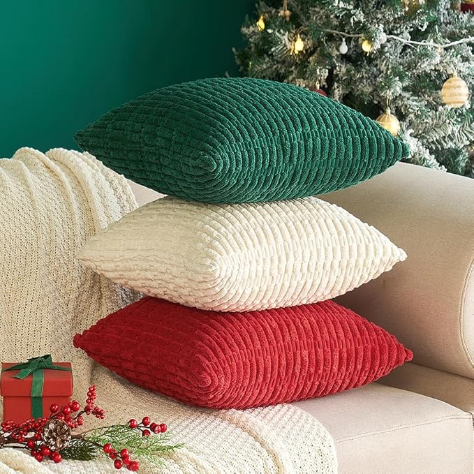 MIULEE Corduroy Decorative Throw Pillow Covers 18x18 Dark Green Pack of 2 | - Image 9