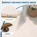 GarveeHome Scalloped Round Area Rugs 4ft Washable Small Non-Slip | Soft Boho - Image 7