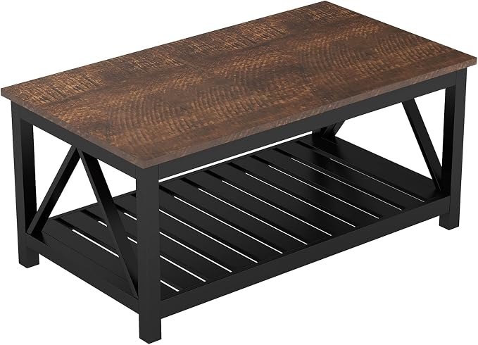 ChooChoo Black Coffee Table, Rustic Vintage Table - Image 8