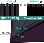Yakamok Dark Purple 100% Blackout Curtains 84 Inches Long 52" Wide 2 Panels | - Image 6