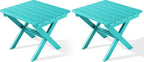 SERWALL Folding Outdoor Side Table Set of 2, Portable Adirondack Side Table by SERWALL