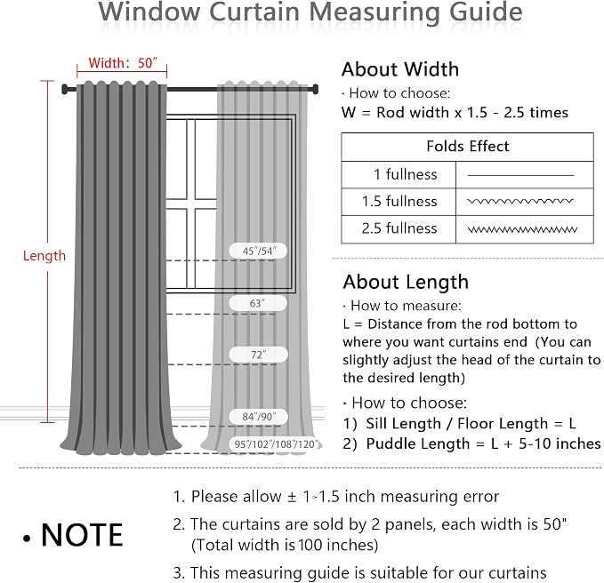 MYSKY HOME Living Room Curtains 84 Inches Long Semi Sheer Light Filtering - Image 2