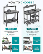 SERWALL Outdoor Potting Bench 2-Piece Set, Rot-Resistant HDPE Potting Table - Image 2