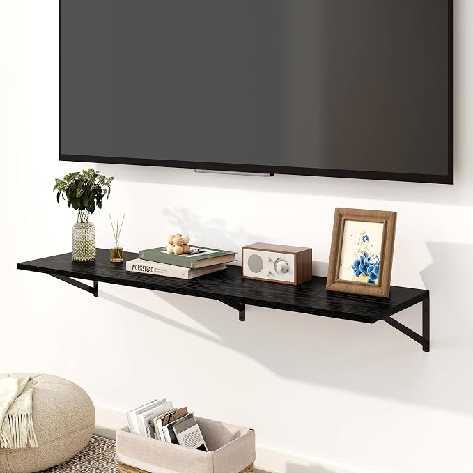 Fun Memories Floating Shelves for Wall, 12 Inch Deep Floating Shelves Set of 2 - Image 2