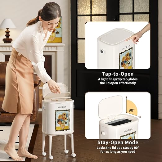 MRBIN Metal Slim Bathroom Trash Can - Image 3