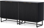 EYYTHUNG Fluted Cabinets with Storage Set of 2, Sideboard Buffet Cabinet with by EYYTHUNG