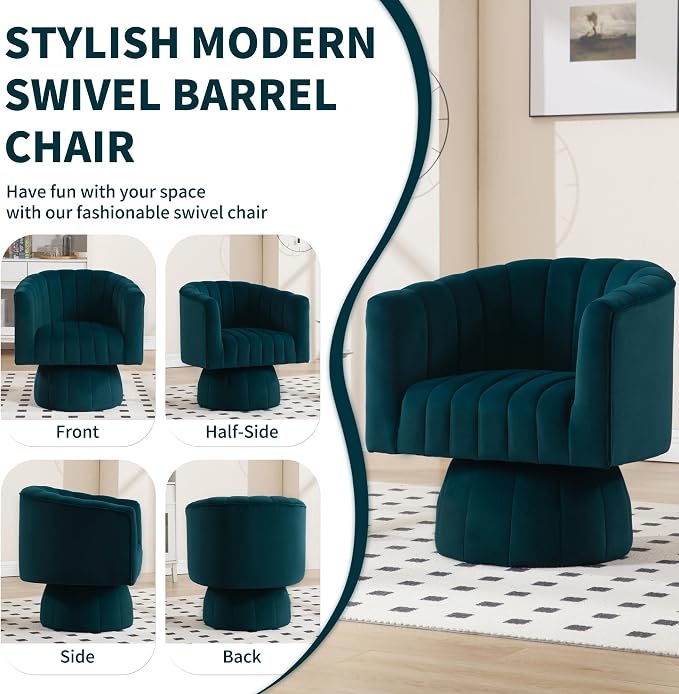 Swivel Accent Barrel Chair Set of 2- Cute Comfy Small Round 360° Arm Chair - Image 6