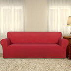 PureFit Stretch Oversized Couch Covers Fleece Sofa Slipcovers Red | 1-Piece - Image 2