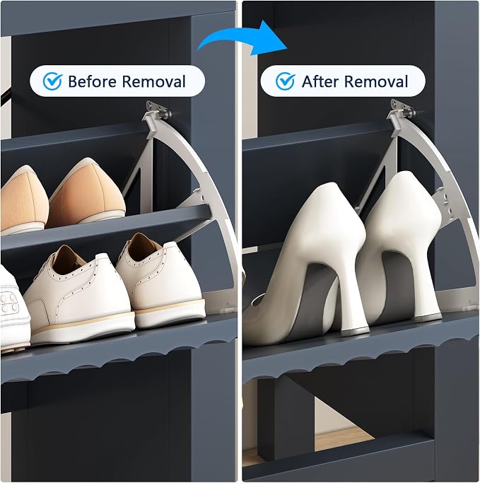 YOMILUVE Shoe Cabinet Storage for Entryway, Fluted Shoe Cabinet - Image 5