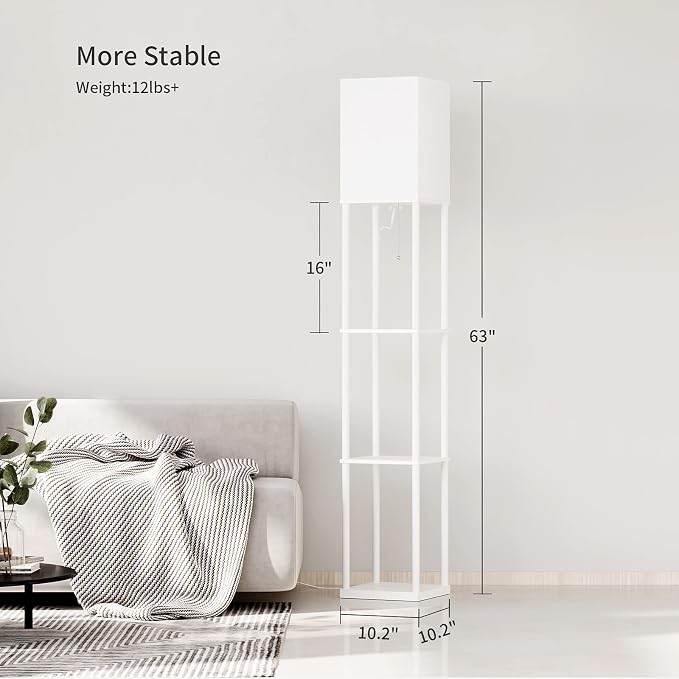 SUNMORY Floor Lamp with Shelves, Modern Square Standing Lamp with 3 Color - Image 7