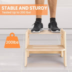 2 Pack Toddler Step Stool, Wooden Height-Adjustable 2-Step Stool - Image 5