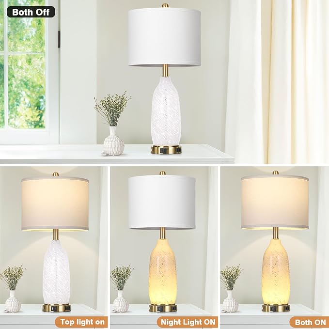 Rinweey 26" Modern Clear Glass Table Lamps Set of 2, Nightstand Lamp - Image 5