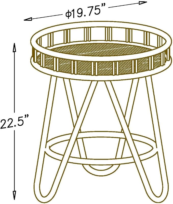 FINECASA Rattan Side Table - Image 2