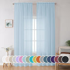 Sheer Curtains 96 inches Long for Bedroom Living Room, Solid Light Filtering by OWENIE