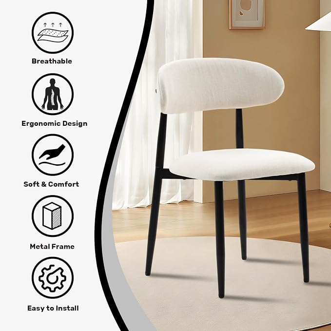 UVV Dining Chairs Set of 2, Metal Kitchen Chairs - Image 8